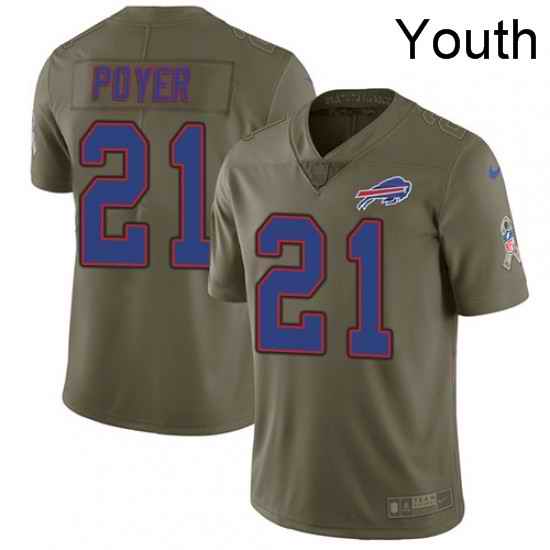 Youth Nike Buffalo Bills 21 Jordan Poyer Limited Olive 2017 Salute to Service NFL Jersey